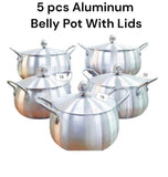 5PCS Belly Pot Set with Lids – Premium Cookware Collection