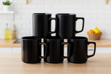 6PCS Japanese Black Ceramic Mug Set – 400ml