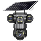 Dual Lens Solar Triple Screens 4G PTZ 360° CCTV Camera