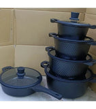 Bosh 10 Pieces Nonstick Granite Heavy Duty Cooking Pots.