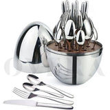 24PCS Executive Egg-Shaped Cutlery Set – Silver