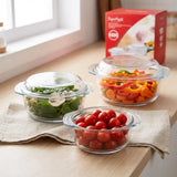 Signature High Borosilicate 3-Piece Glass Casserole Set with Lids – 0.7L, 1L & 1.5L