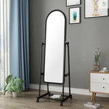 Full-Length Dressing Mirror with Wheels & Shoe Rack