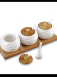 3-Piece White Canister & Sugar Dish Set – Elegant Kitchen Storage Containers