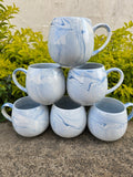 Blue Marble Ceramic Cups – 6-Piece Set.