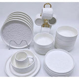 24PCS Rock Glazed Ceramic Dinner Set – Microwave & Dishwasher Safe