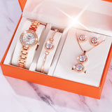 Diamond Luxury Jewelry Gift Set – Watch & Accessories for Ladies.