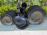 24PCS Black Leaf Dinner Set – Elegant Dining Collection