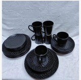 24PCS Black Leaf Dinner Set – Elegant Dining Collection