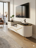 5.5ft TV Stand – Modern Entertainment Unit With Round Edges