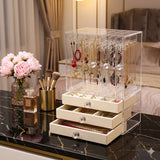 Luxury Acrylic Jewelry Organizer Box with 3 Drawers – Large Transparent Dustproof Jewelry Storage & Display Case
