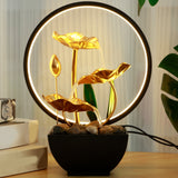 2-in-1 Tabletop Water Fountain with LED Ring Lights – Decorative Water Feature & Table Lamp, 32×16×25cm