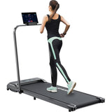 8-Speed Foldable Walking Pad Treadmill – Compact Indoor Walking & Light Jogging Machine with Handlebars