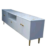 6FT Modern Classy White-Themed TV Stand with Marble Top