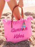 Summer Vibes Large Capacity Women’s Tote Bag – Linen Beach, Market & Everyday Shopping Bag