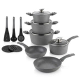 15PC EDEN BURG COOKWARE SET – GREY | STYLISH & DURABLE KITCHEN SET