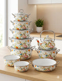 12PC ENAMEL COOKWARE SET – DURABLE & STYLISH KITCHEN SET