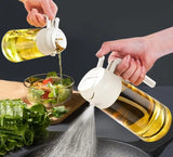 2-in-1 600ml Oil Jar – Oil Sprayer & Dispenser for Kitchen