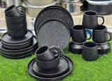 Black Ceramic 24-Piece Dinner Set – High Quality Modern Style