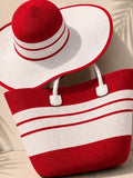 CHIC STRAW WOVEN BEACH BAG & HAT SET
