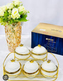 Acar JC7922 11-Piece Golden Sugar Dish Set – Elegant Glass Canisters with Golden Rack
