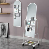 Full-Length Dressing Mirror with Wheels & Shoe Rack