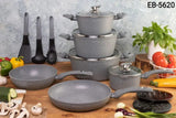 15PC EDEN BURG COOKWARE SET – GREY | STYLISH & DURABLE KITCHEN SET