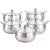 5PCS Belly Pot Set with Lids – Premium Cookware Collection