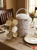 7PCS Marble Breakfast Set – Marble Tea Urn & Matching Mugs