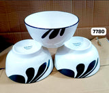 Six Inch Ceramic Bowls – White with Black Floral Design.