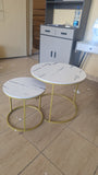 White Nesting Coffee Table – Marble Effect (MDF)