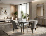 4 Seater Marble Dining Table with Microfibre Chairs