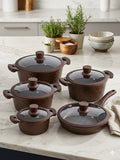10PC DIE CAST COOKWARE SET – BROWN | NONSTICK KITCHEN COOKING SET