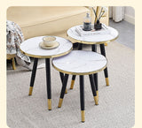 3-in-1 Nesting Luxury Marble Side Stools – Nordic Minimalist Style