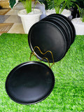 6 pcs 10-Inch Black Ceramic Plates – Elegant & Durable.