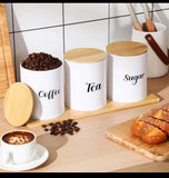 3PCS Sugar, Tea & Coffee Canister Set – Stylish Kitchen Storage Containers.