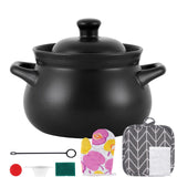 4.8L Black Ceramic Heavy-Duty Glazed Porcelain Casserole Cooking Pot