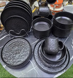 Black Ceramic 24-Piece Dinner Set – High Quality Modern Style
