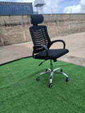 Secretarial Mesh Office Chair with Headrest – Ergonomic Desk Seating