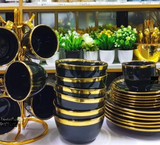 Black Gold Line Deep Dinner Set – 24 Pieces