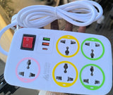 Power Socket Extension Cable – 5 Sockets + USB + Type-C.