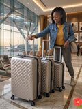 3-in-1 Luxurious Fibre Suitcase Set – 3PCS Spinner Luggage