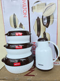 3PC HOTPOT SET WITH 1L FLASK – WHITE | FOOD WARMER & INSULATED SERVING SET .