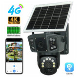 Dual Lens Solar Triple Screens 4G PTZ 360° CCTV Camera