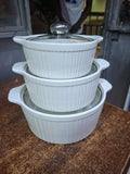 3‑Piece Gold Ceramic Serving Dishes with Glass Lids – Elegant & Practical