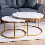White Nesting Coffee Table – Marble Effect (MDF)