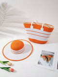 CHIC STRAW WOVEN BEACH BAG & HAT SET