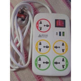 Power Socket Extension Cable – 5 Sockets + USB + Type-C.