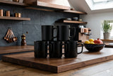 6PCS Japanese Black Ceramic Mug Set – 400ml