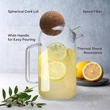 Glass Water Pitcher with Cork Lid – Elegant Serving Carafe